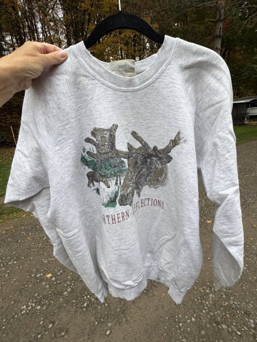 Vintage 90s Northern Reflections logo moose gorpcore retro gray sweatshirt S